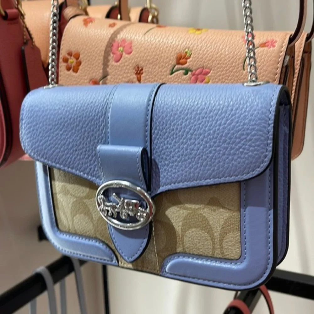 Coach Georgie Crossbody In Signature Canvas Light Khaki / Marble Blue - Picture 13 of 16